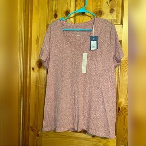 Vneck tshirt, pink AND orange stripped vneck